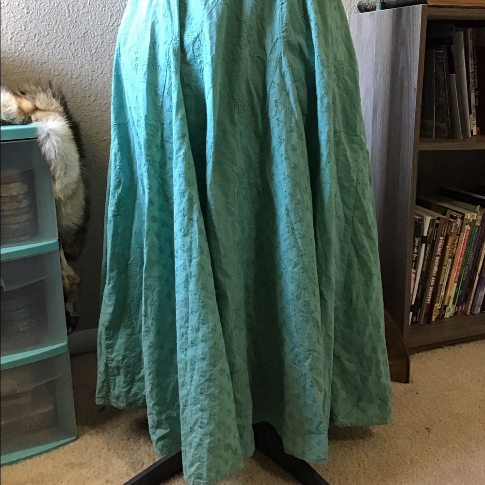 Eyelet Cotton Circle Maxi Skirt